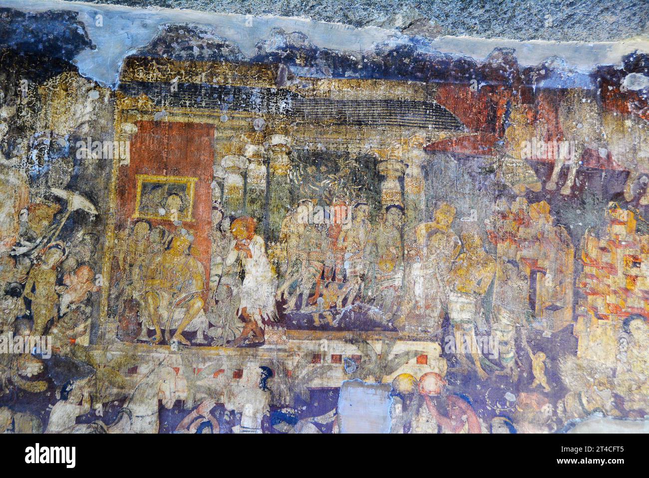 Cave No 17. Simhala Jataka Detail above the cell. Ajanta Caves