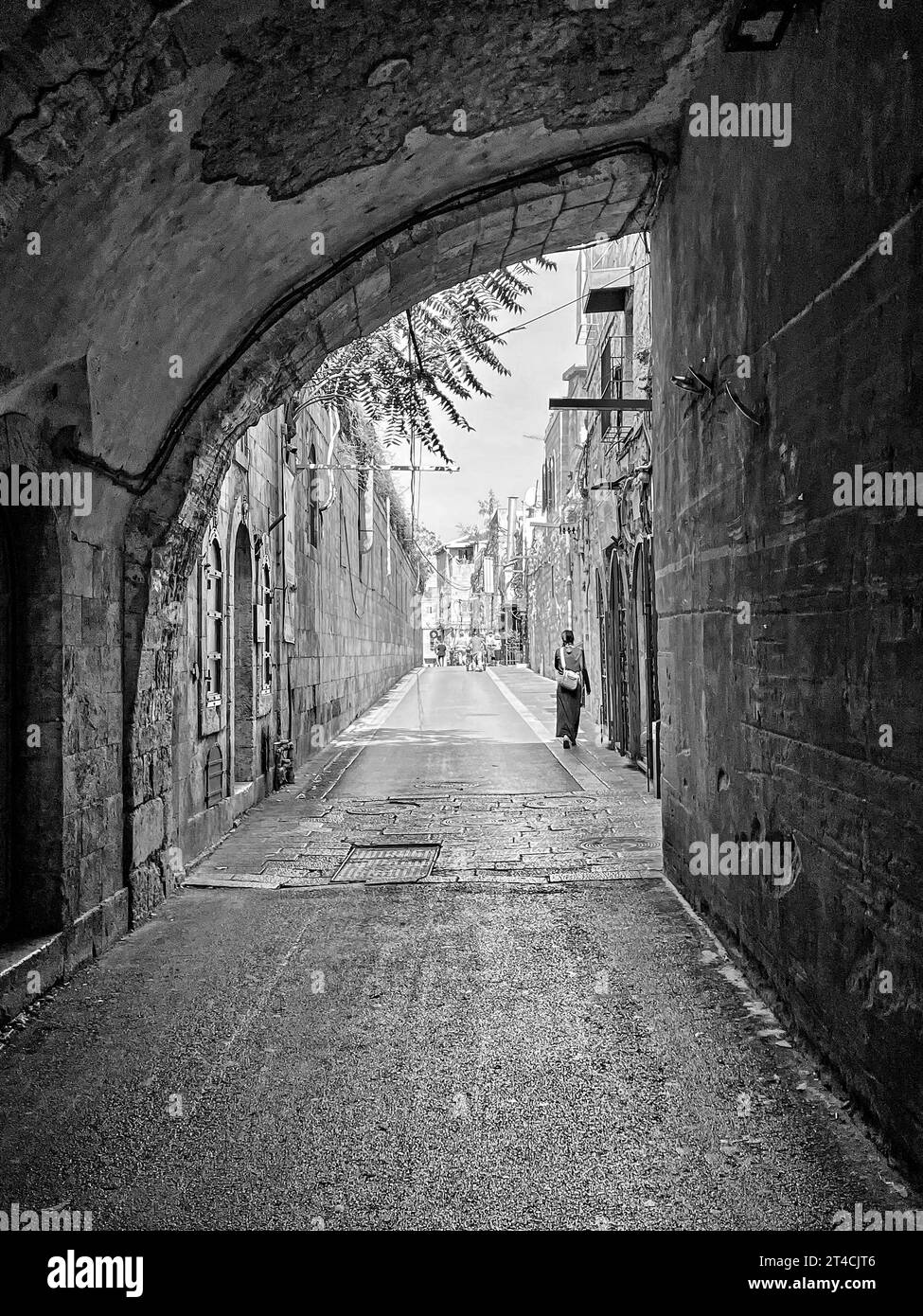 Jerusalem, Israel - October 23, 2023: Urban view from the old city of Jerusalem streets on October 23, during the war between Hamas and Israel which s Stock Photo