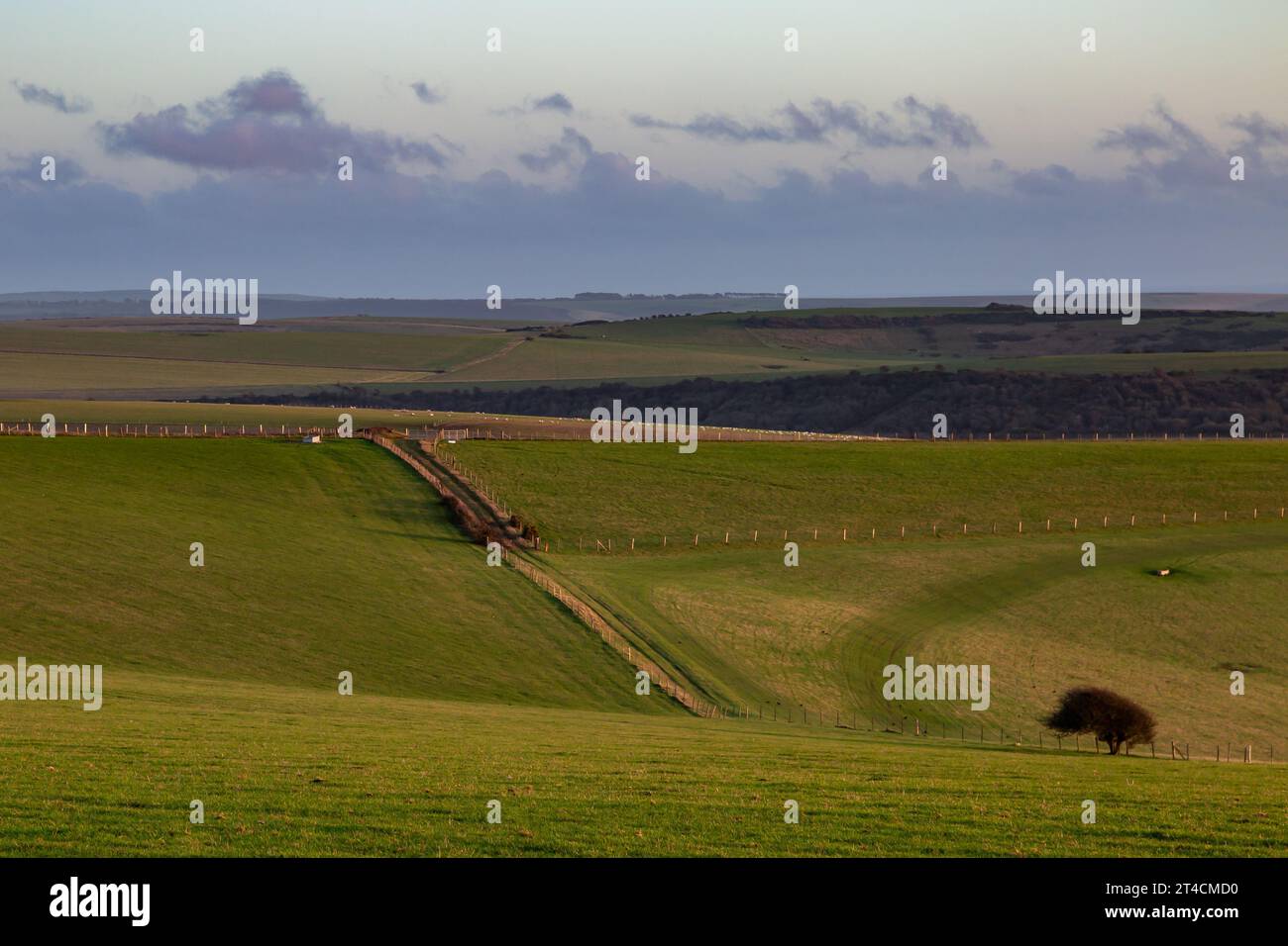 A view from Firle Beacon on a winter's afternoon Stock Photo