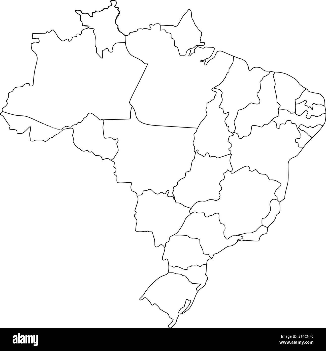 Brazil's basic outline map in vector format, in sketch line style Stock Vector