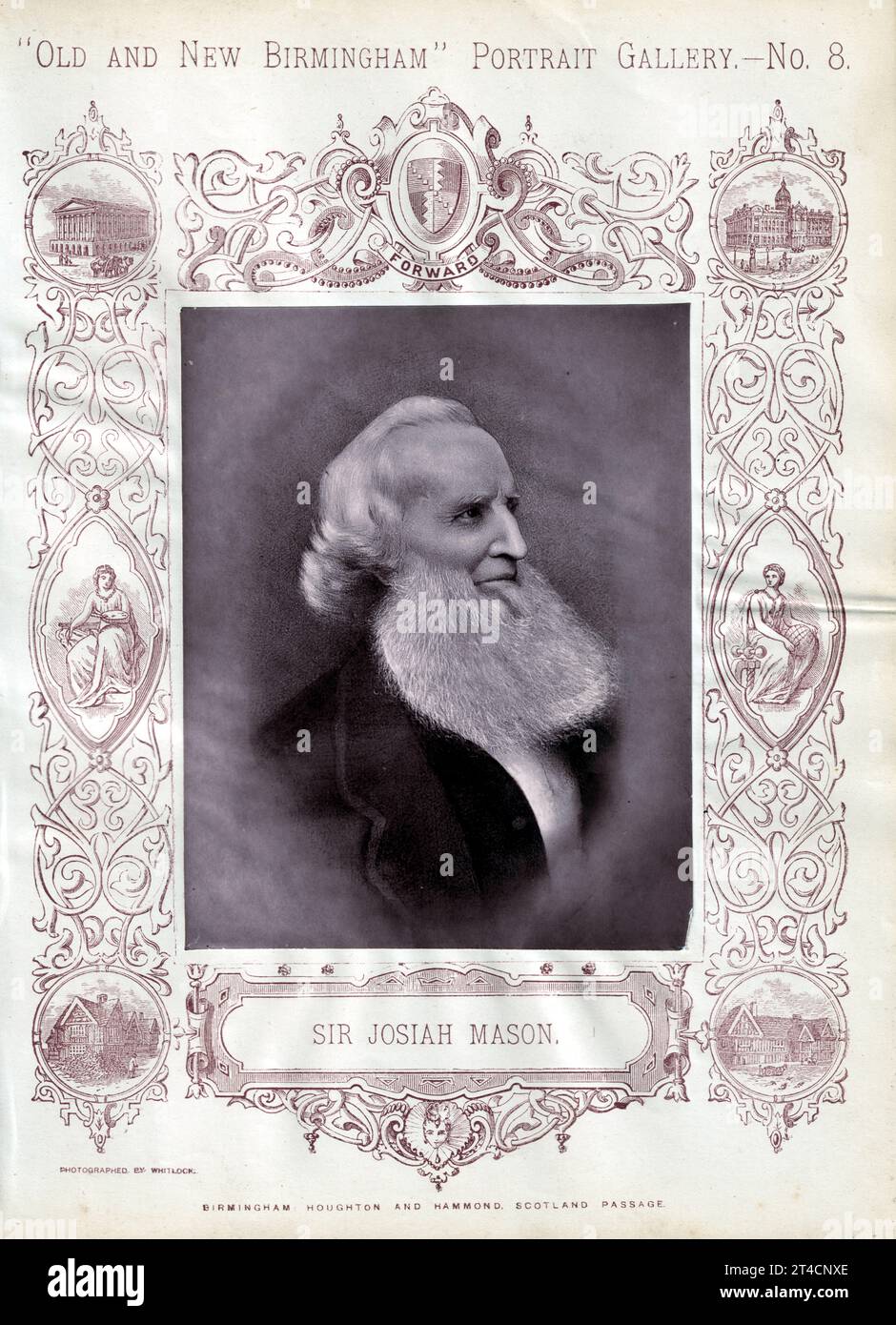 Sir Josiah Mason (1795-1881) by Henry Joseph Whitlock (1835-1918), 'Old and New Birmingham' Portrait Gallery, Houghton and Hammond, 1879. Stock Photo