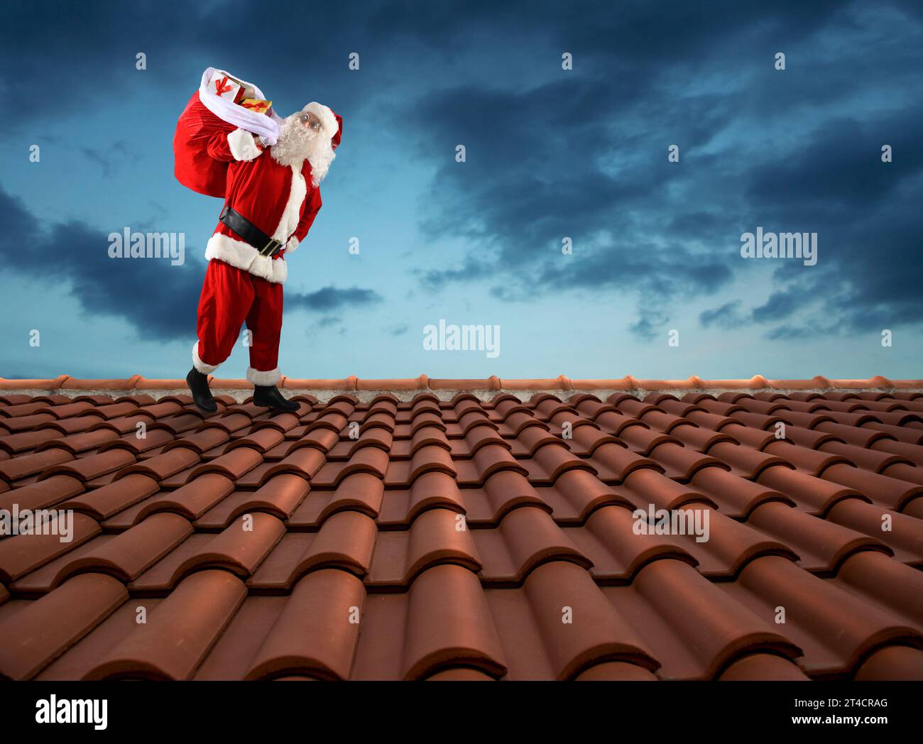 santa claus with a sack full of gifts ready for christmas Stock Photo