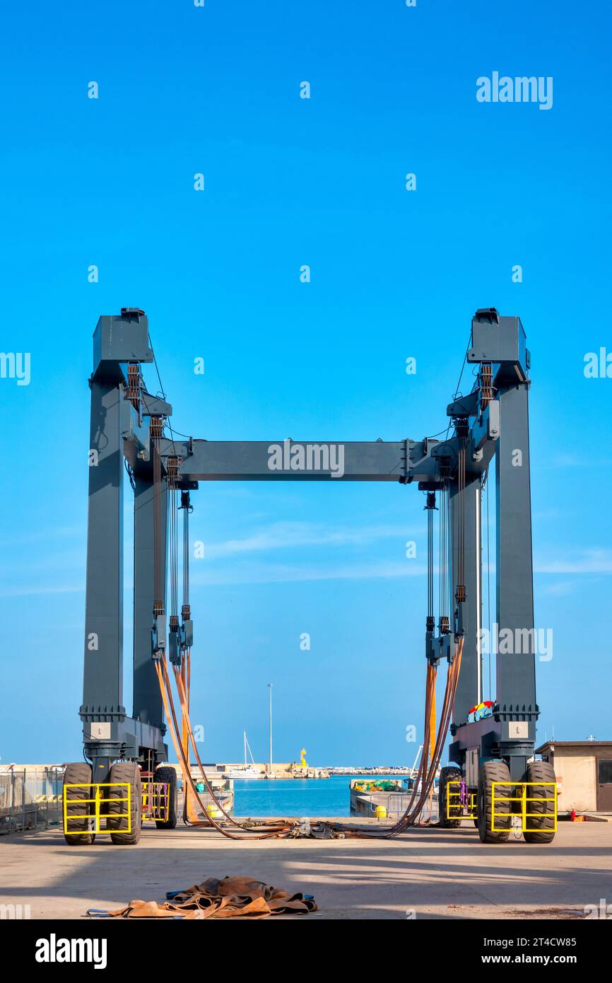 Gantry Crane on the docks of San Benedetto del Tronto, Italy Stock Photo