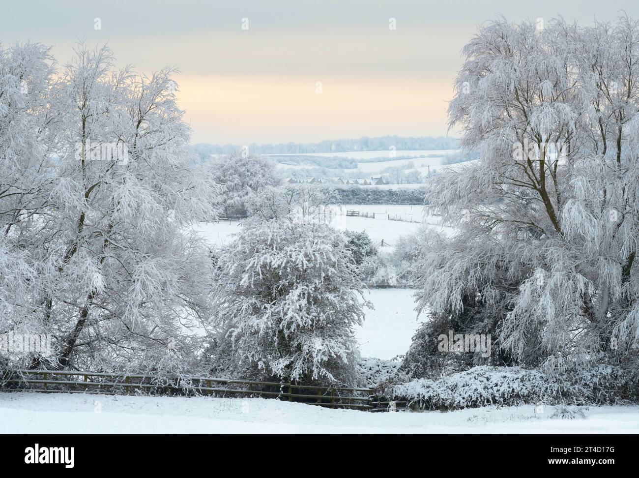 Cotswold farmland in winter at Chipping Campden, Gloucestershire, England Stock Photo