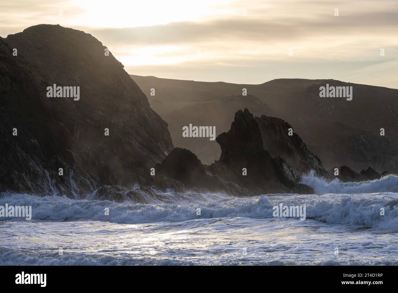 Rough seas at Hope Cove, Devon, England Stock Photo - Alamy