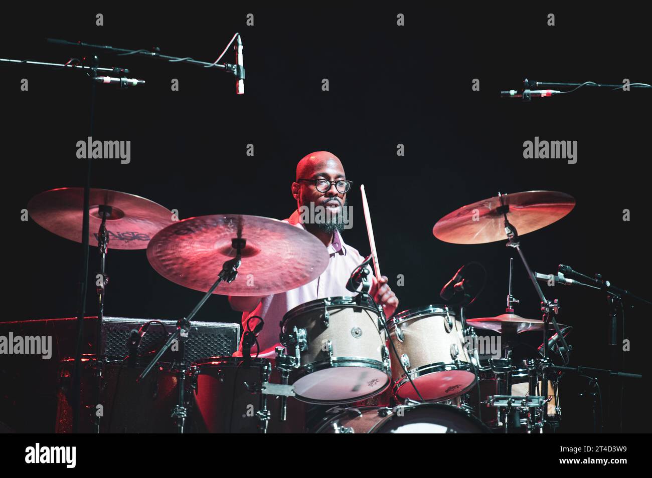 ITALY, TURIN, OCTOBER 29TH: The drummer Anwar Marshall performing live on stage in Turin, during the American jazz/fusion bassist Marcus Miller European tour 2023. Stock Photo