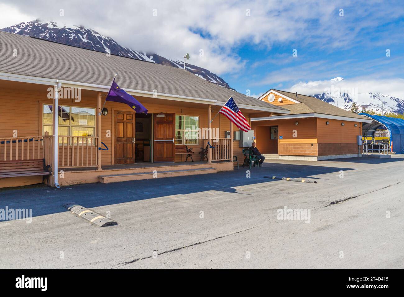 Alaska Railroad Depot in Seward, Alaska. Stock Photo