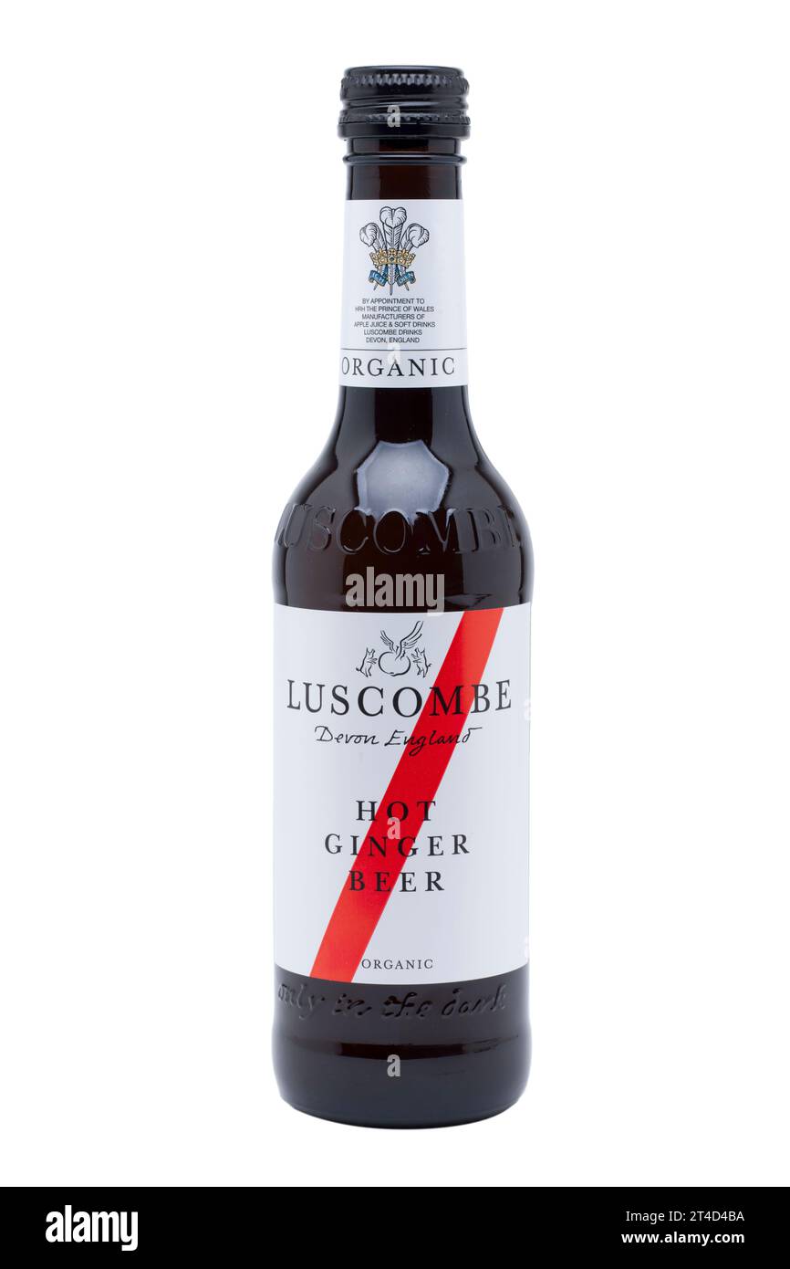 Bottle of Organic Luscombe Hot Ginger Beer Stock Photo