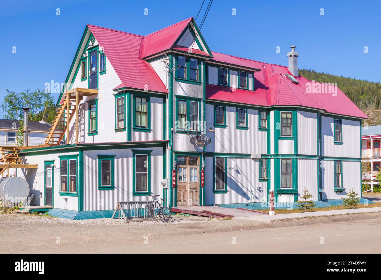 Dawson City in the Yukon Territory, Canada, has a subartic climate and a year round population of about 1900. Stock Photo