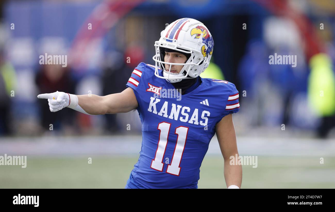 Kansas wide receiver Luke Grimm (11) during an NCAA college football