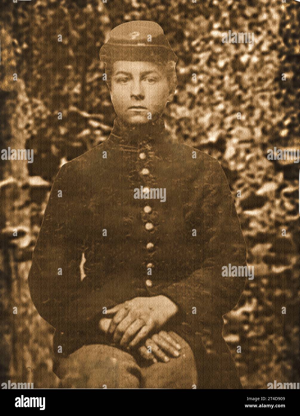 Portrait of a young American confederate soldier pictured during the American Civil War (1861–1865). The image appears to show Private Edwin Francis Jemison who was killed at the Battle of Malvern Hill on July 1, 1862 aged only 17. Stock Photo