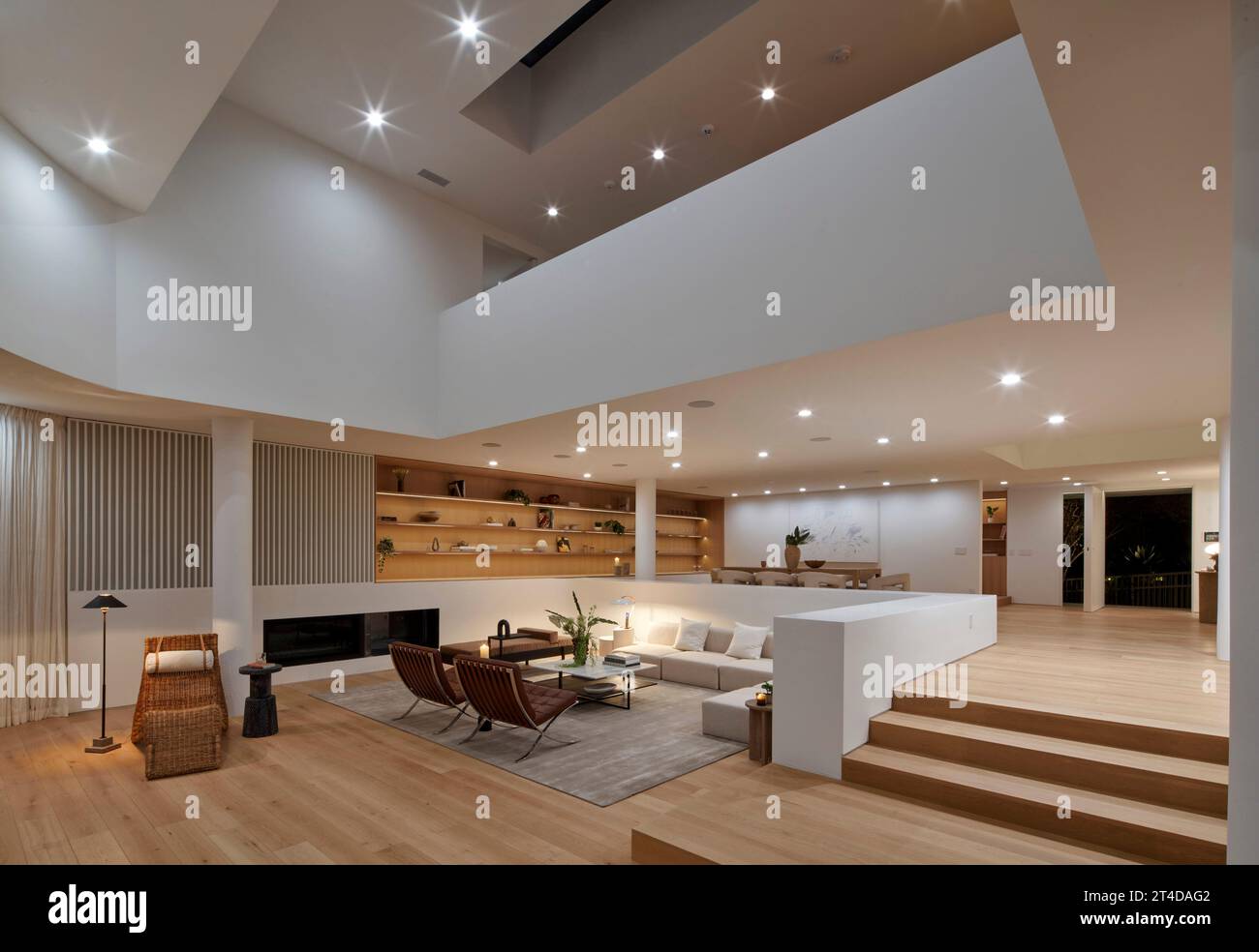 Interior view - ground floor. Oceanus House, Los Angeles, United States. Architect: Pierre De Angelis, 2023. Stock Photo