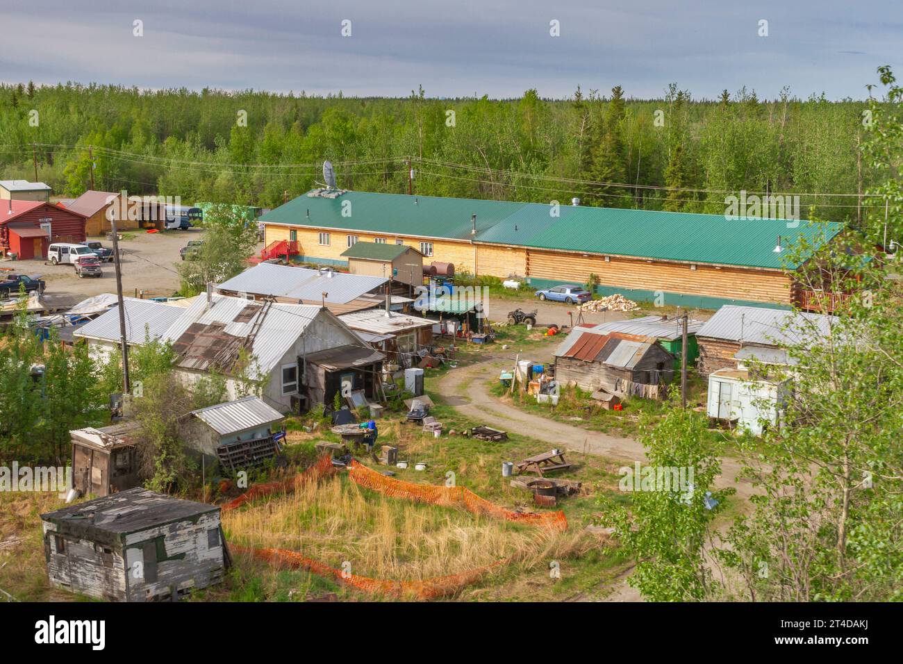 Village of Nenana on the Nenana River in Alaska. Famous for the Nenana Ice Classic lottery. Stock Photo