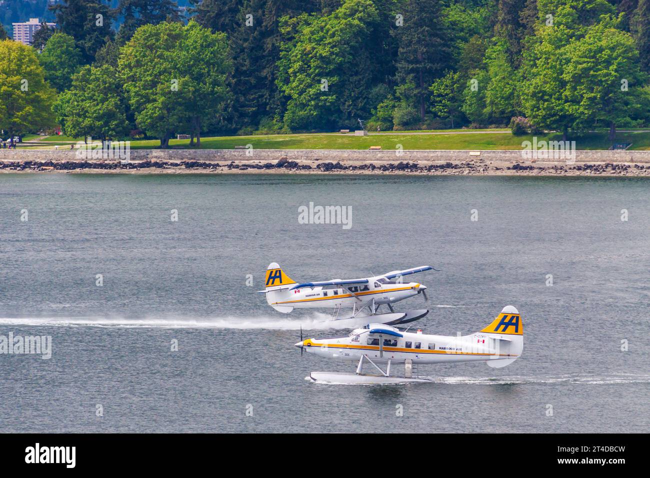 Seaplane in Vancouver Harbor in Vancouver, British Columbia, Canada. Stock Photo