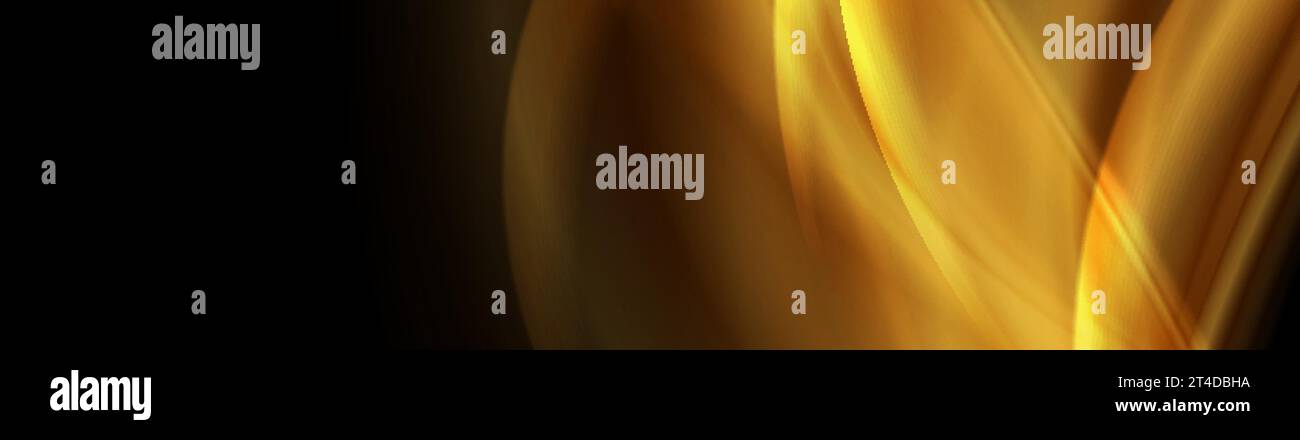Golden smooth abstract waves on black background. Vector banner design Stock Vector