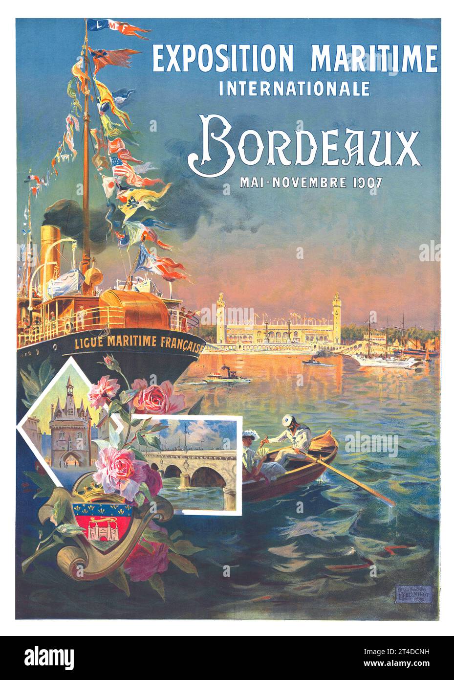 International Maritime exhibition in Bordeaux France.Vintage Travel Poster 1800’s Stock Photo