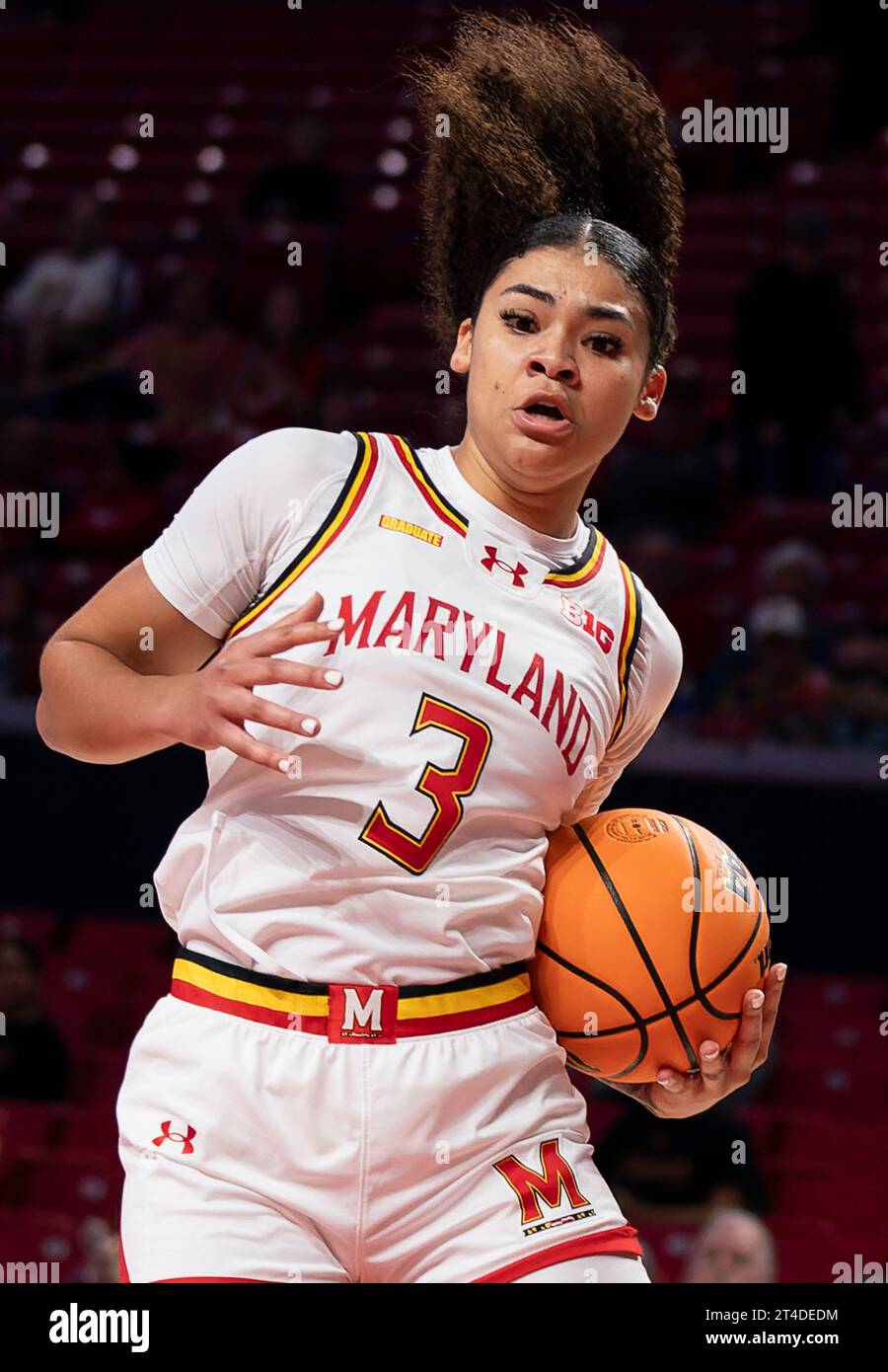 COLLEGE PARK, MD - OCTOBER 29: Maryland Terrapins guard Lavender Briggs (3) during a women's college basketball game between the Maryland Terrapins an Stock Photo