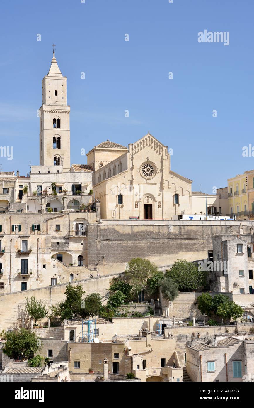 Cathedral, Sasso Barisano, Sassi, Matera, Basilicata, Italy Stock Photo