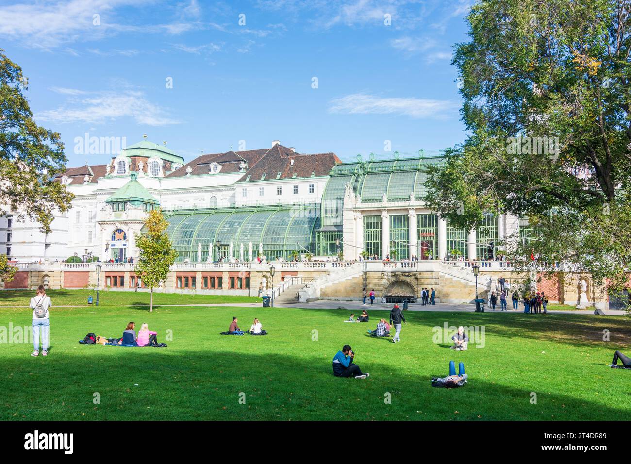Vienna: park Burggarten, Palmenhaus (Palm House) in 01. Old Town, Wien, Austria Stock Photo