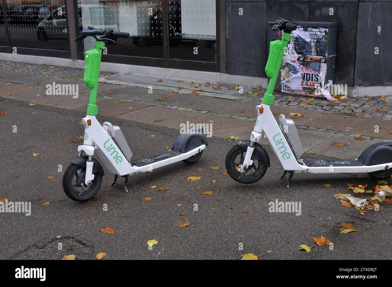 Copenhagen, Denmark /30 October. 2023/. Lime brabd electric scooters in  danish capital. (Photo.Francis Joseph Dean/Dean Pictures Stock Photo - Alamy