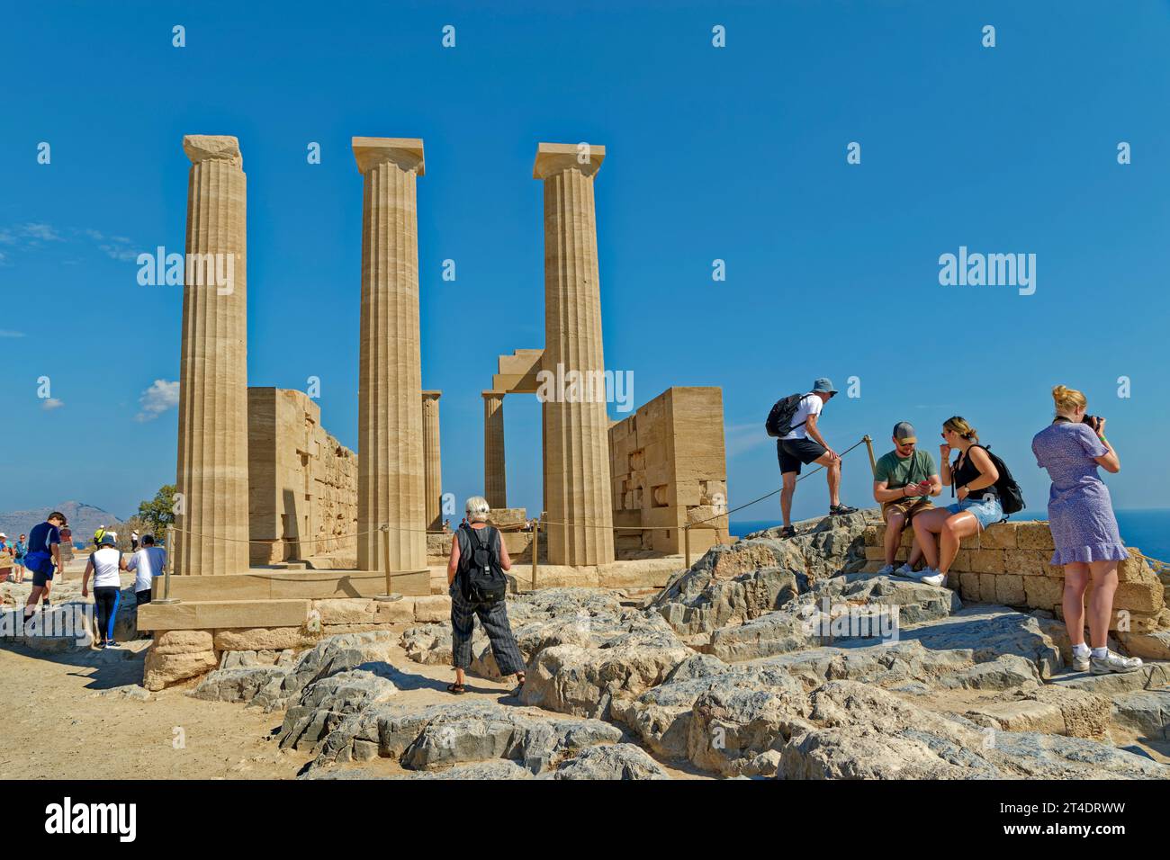 Part of the Acropolis of Lindos on the island of Rhodes, Greece. Stock Photo
