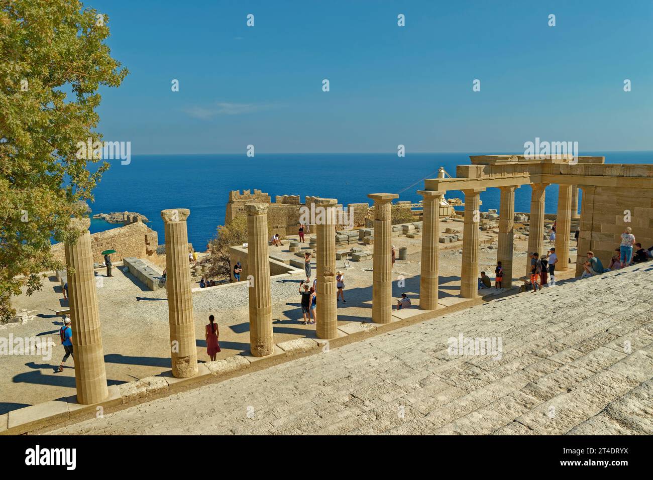 Part of the Acropolis of Lindos on the island of Rhodes, Greece. Stock Photo