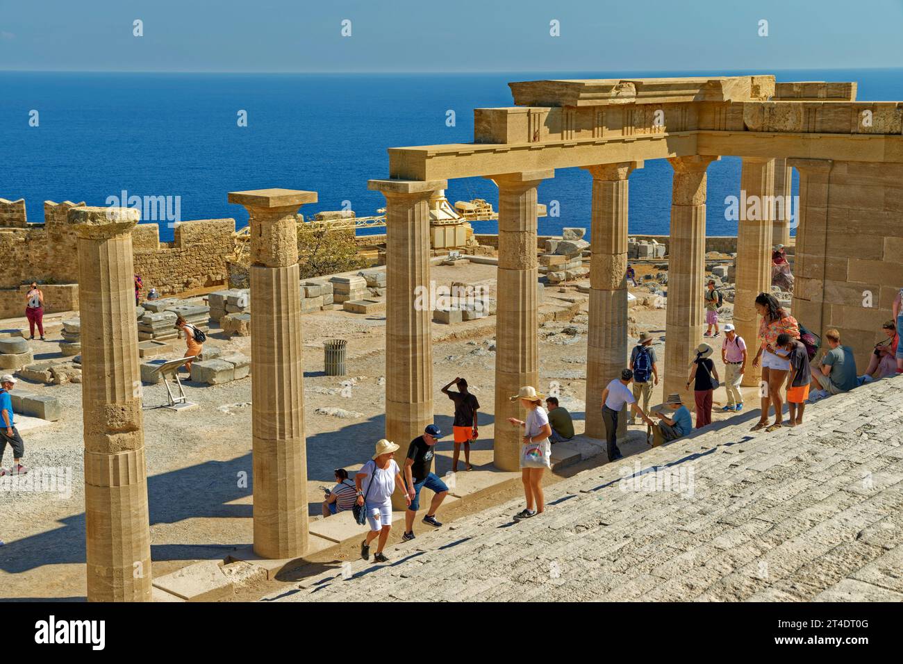 Part of the Acropolis of Lindos on the island of Rhodes, Greece. Stock Photo