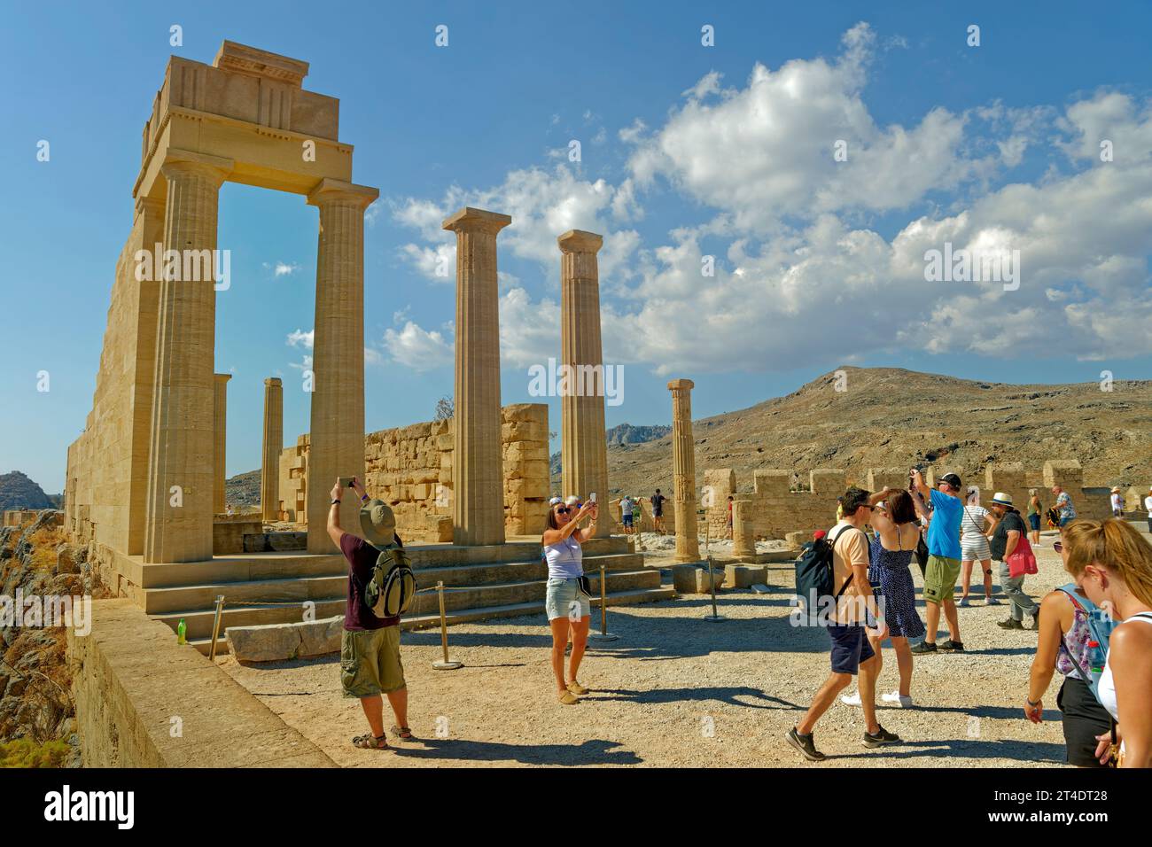 Part of the Acropolis of Lindos on the island of Rhodes, Greece. Stock Photo