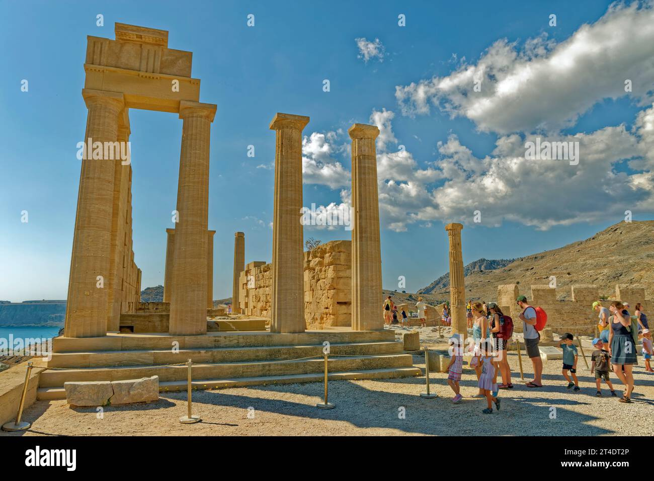 Part of the Acropolis of Lindos on the island of Rhodes, Greece. Stock Photo