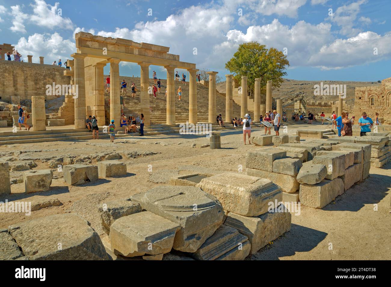 Part of the Acropolis of Lindos on the island of Rhodes, Greece. Stock Photo
