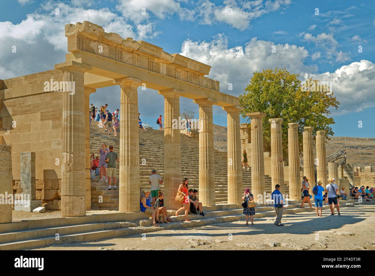 Part of the Acropolis of Lindos on the island of Rhodes, Greece. Stock Photo