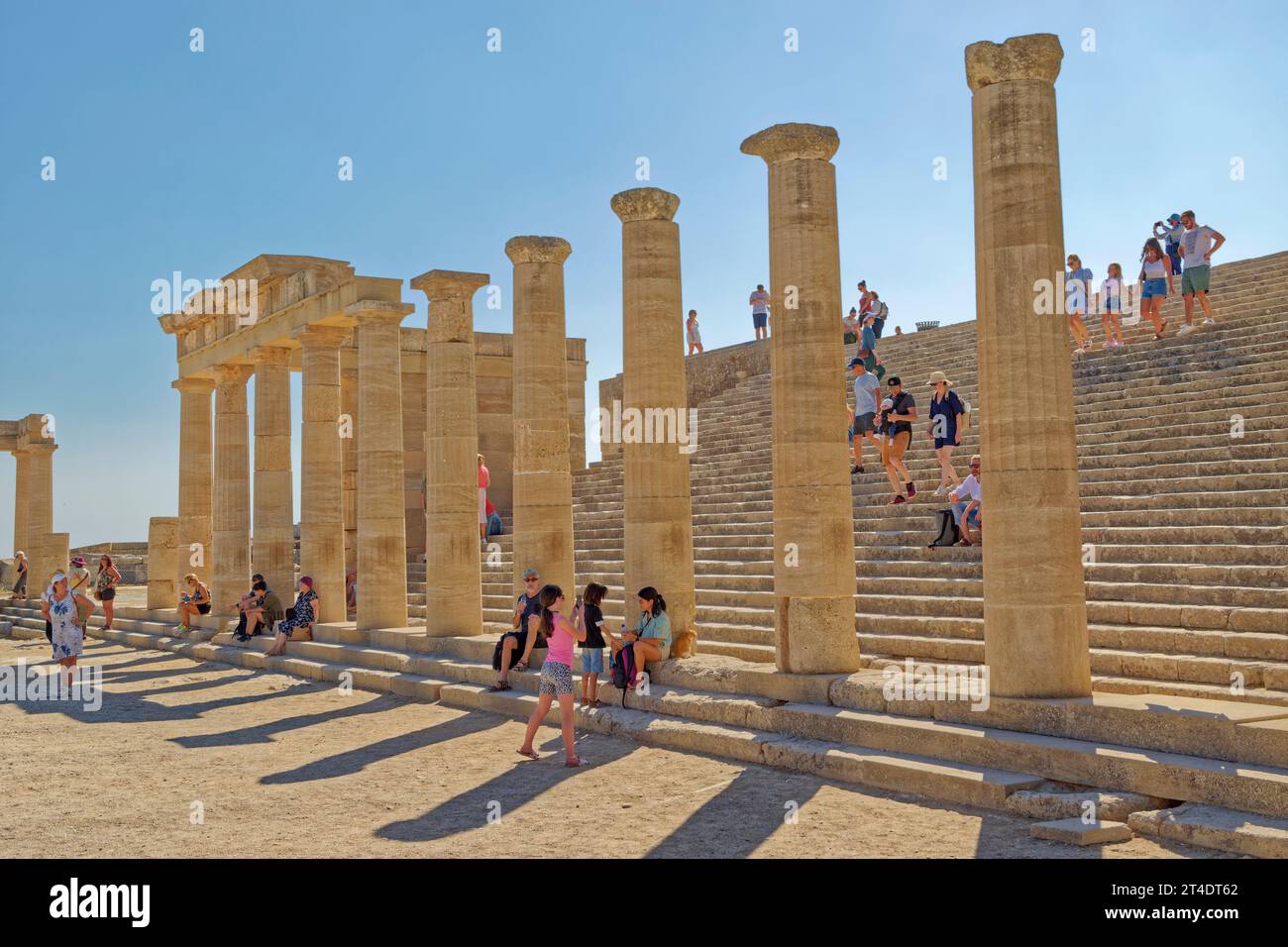 Part of the Acropolis of Lindos on the island of Rhodes, Greece. Stock Photo