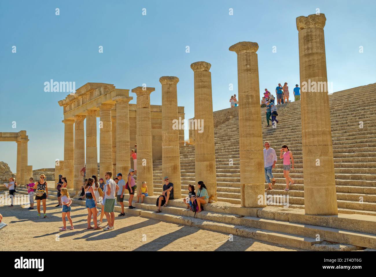 Part of the Acropolis of Lindos on the island of Rhodes, Greece. Stock Photo
