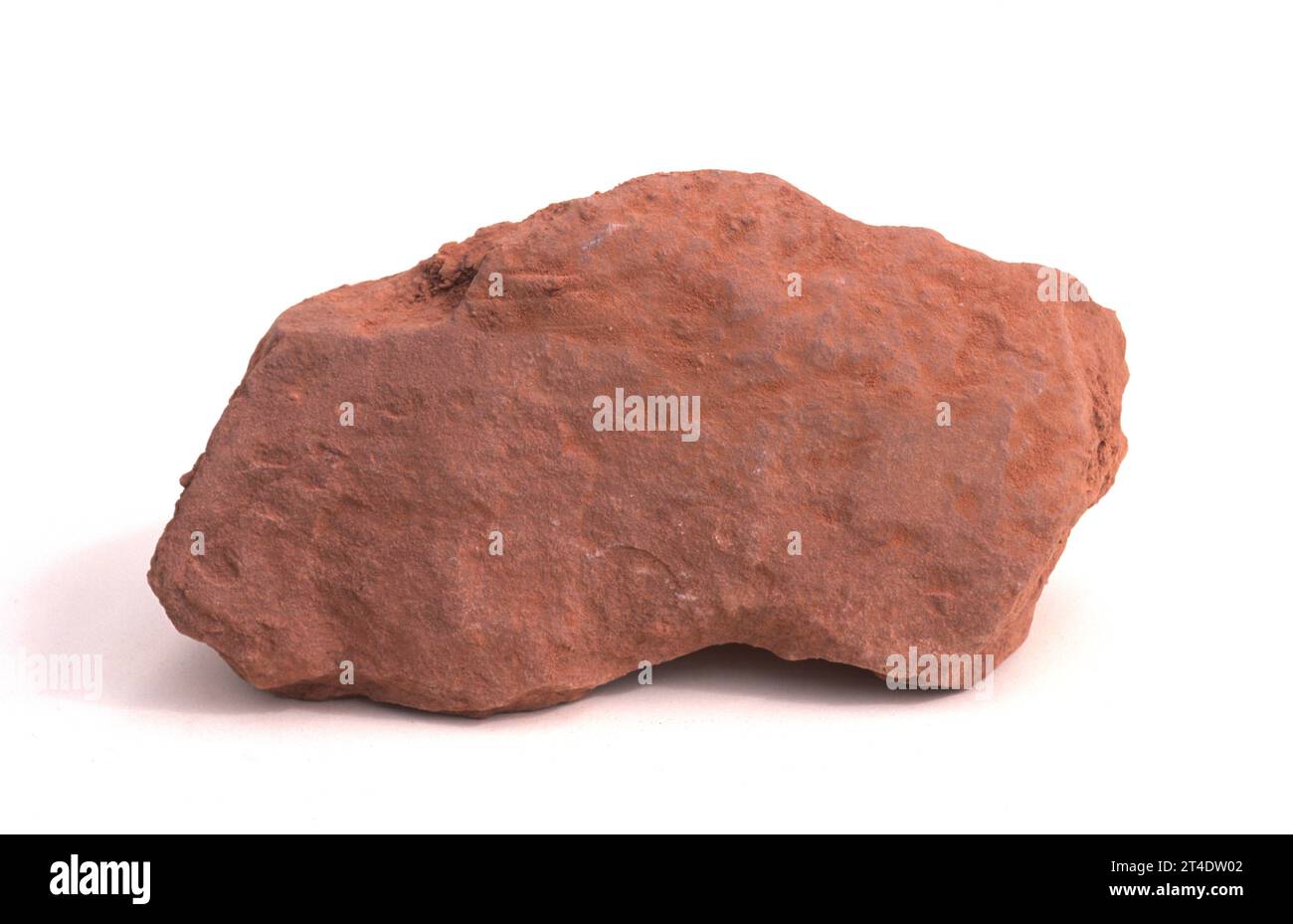 Red mudstone is a fine-grained sedimentary rock composed by clay minerals. Sample. Stock Photo