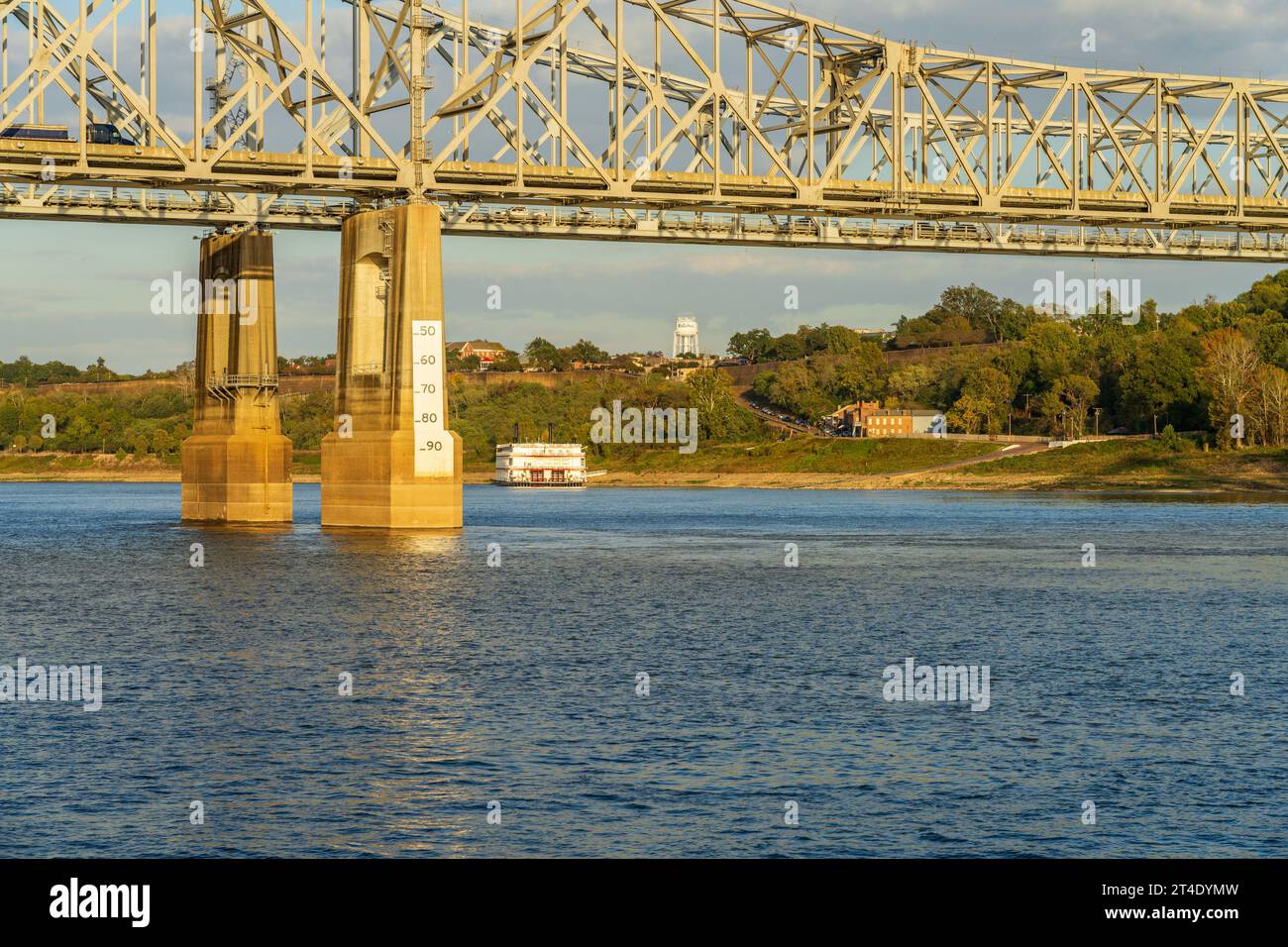 Clearance gauge shows extreme low water conditions on Mississippi river