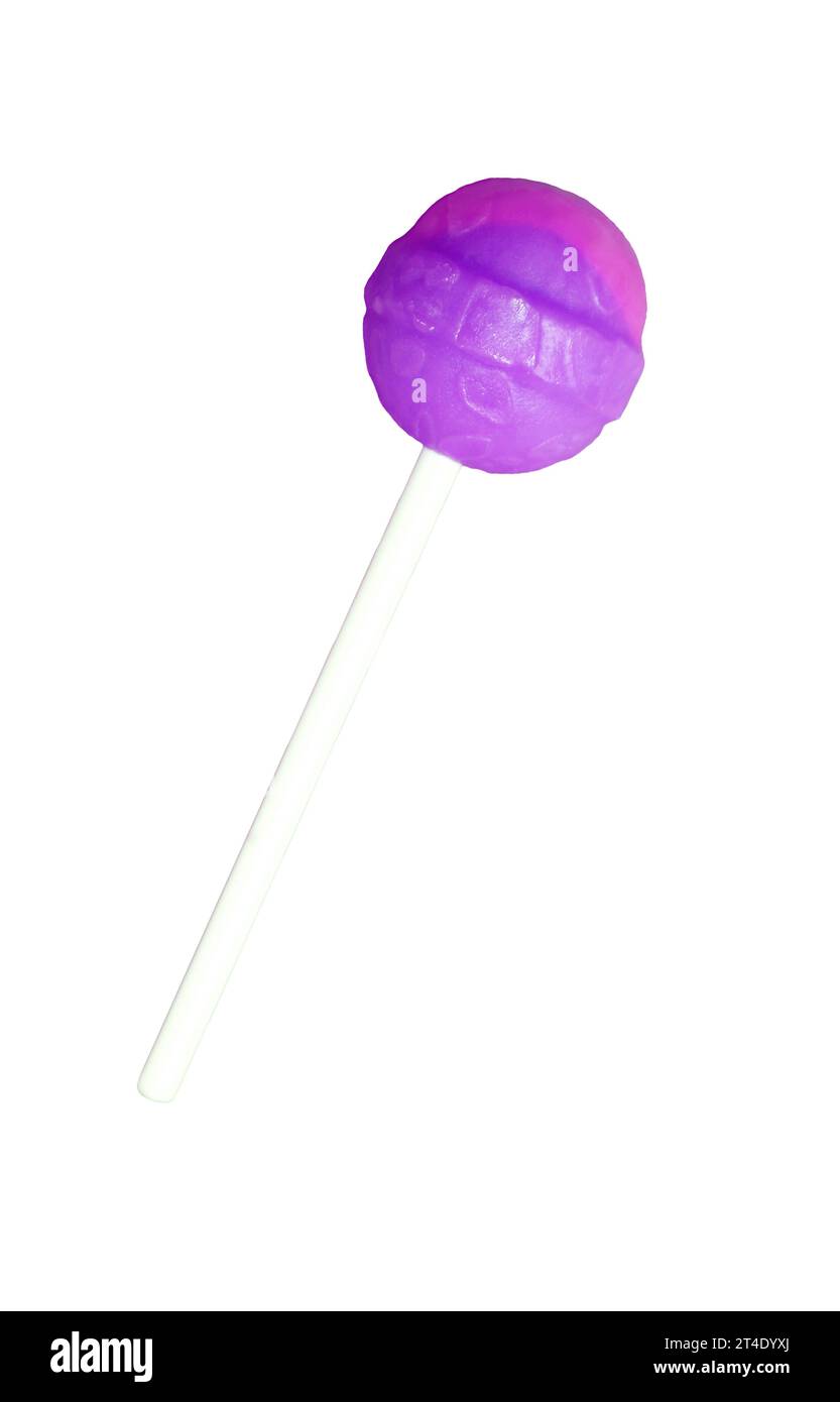 Purple and Pink Lollipop Candy Isolated on white background Stock Photo