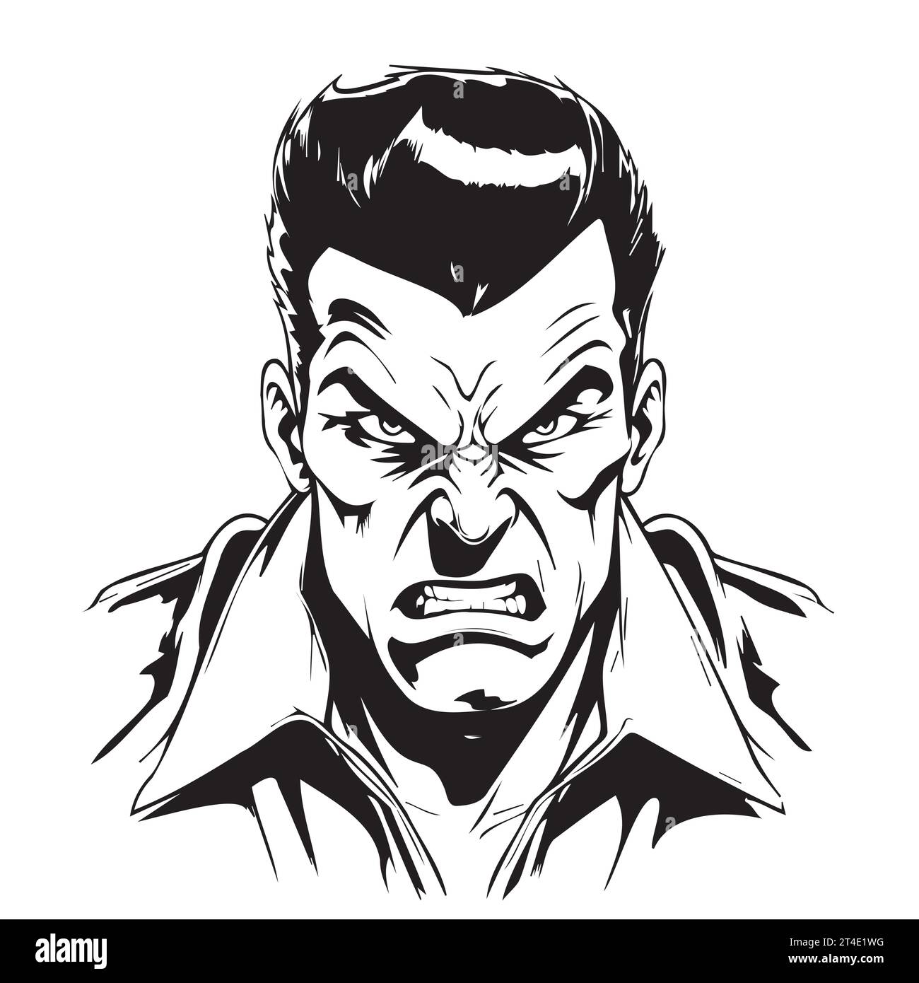 Angry man hand drawn sketch in comic style coloring book Vector Stock Vector