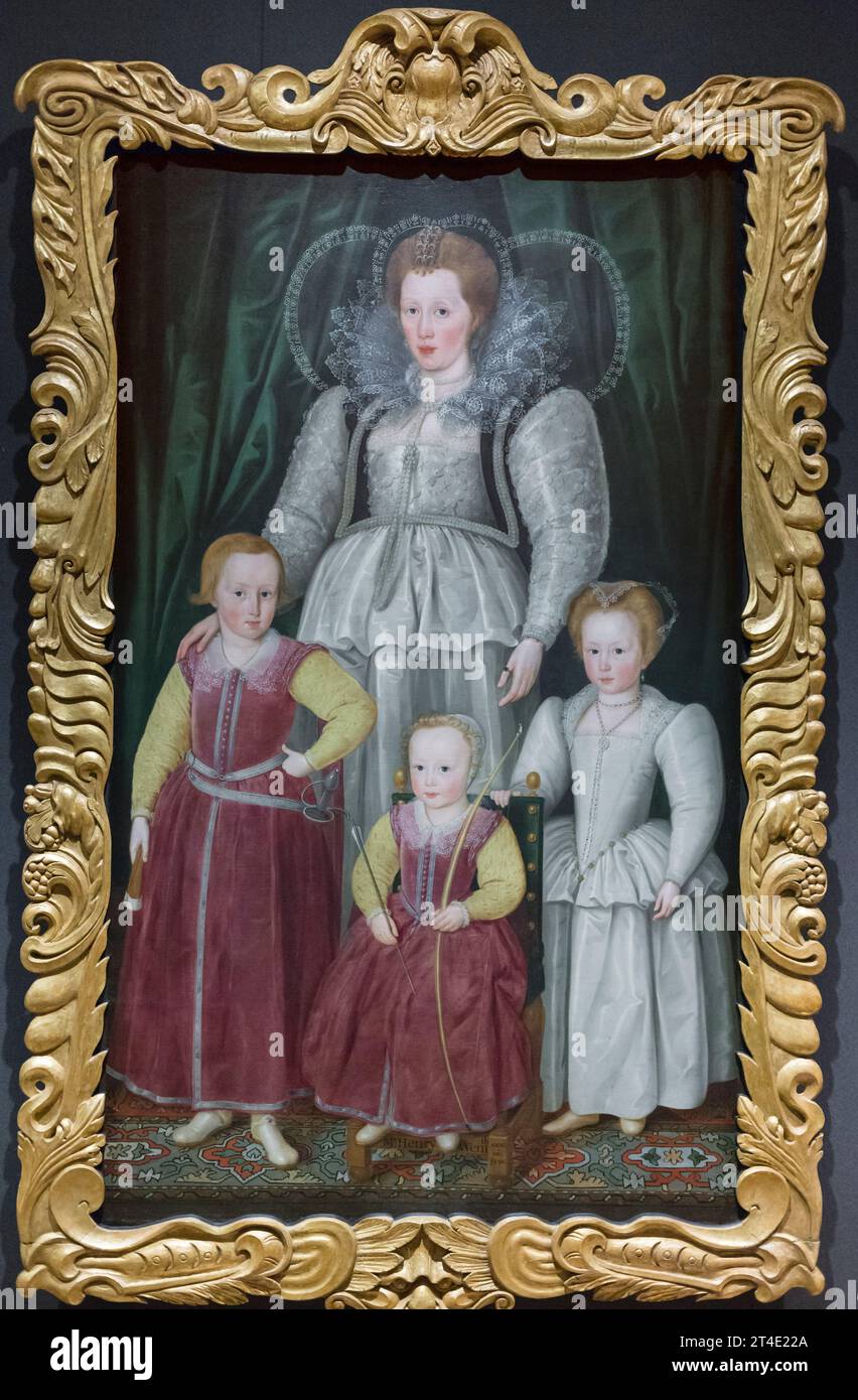 Anne, lady Pope with her children (Thomas Wentworth 1st Earl of Cleveland, Henry Wentworth, Jane Wentworth), Marcus Gheeraerts the Younger Stock Photo