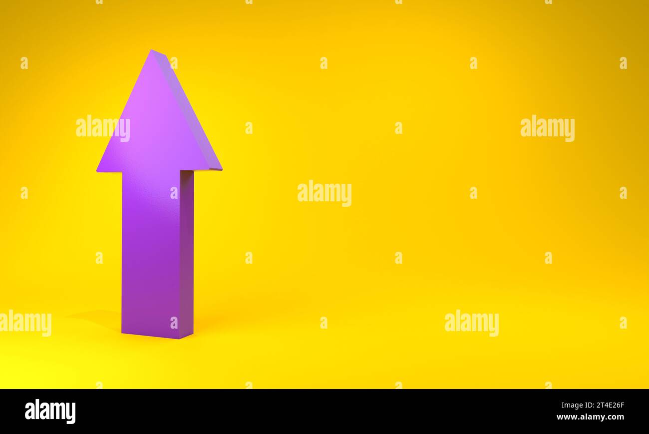 3d render purple arrow on yellow background Stock Photo Alamy