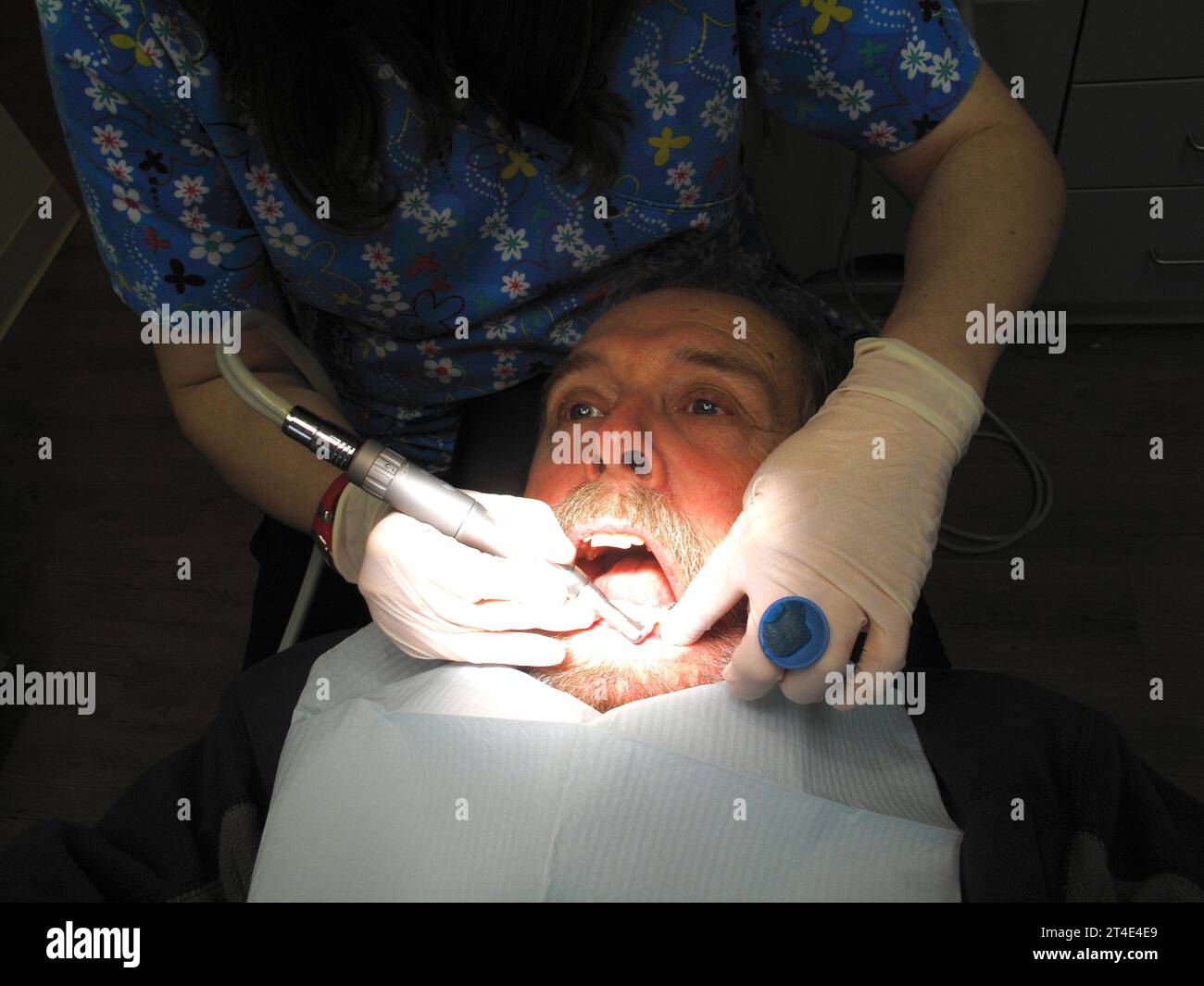 man getting dental work Stock Photo