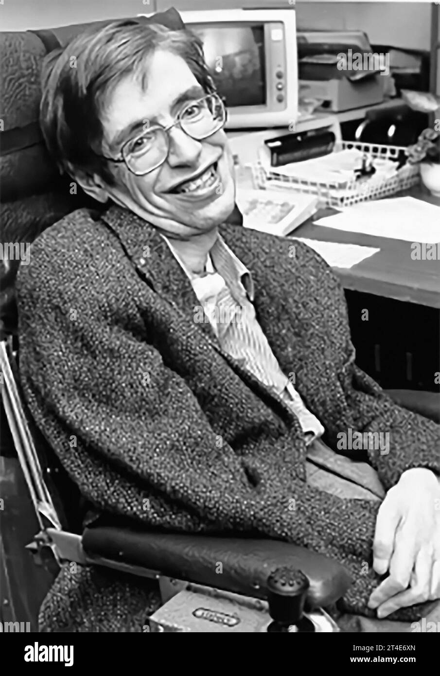Stephen Hawking. Portrait of the English theoretical physicist, Stephen William Hawking (1942-2018) in the 1980s Stock Photo