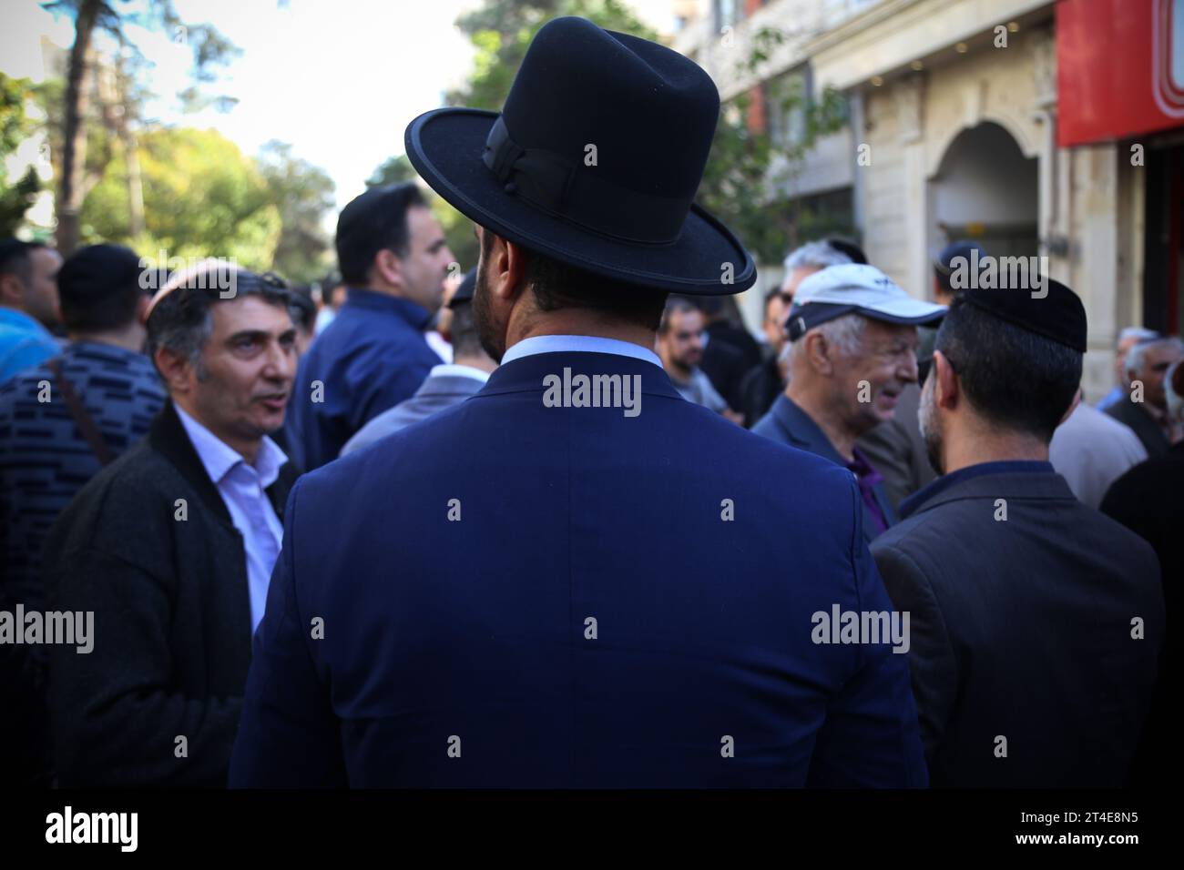 Tehran, Iran. 30th Oct, 2023. An Iranian Jewish Rabbis stands during an ...