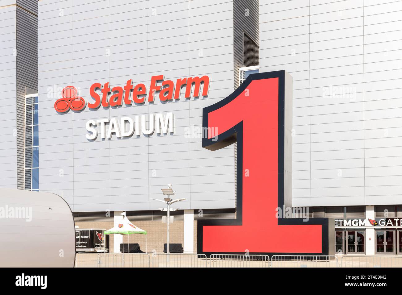 State Farm Stadium is home to the NFL's Arizona Cardinals. Stock Photo