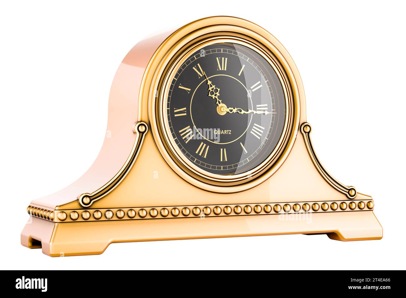 Chimes mantle clock, shelf clock from gold, copper or brass. 3D