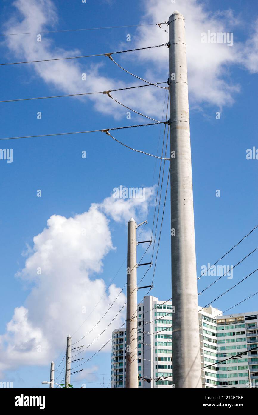Miami Beach Florida,North Beach utility poles,hurricane resistant Stock Photo