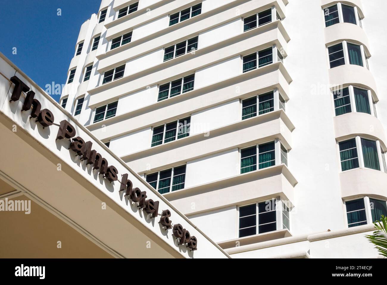 Miami Beach Florida,outside exterior,building front entrance hotel,Collins Avenue,The Palms Hotel & Spa sign,hotels motels businesses Stock Photo
