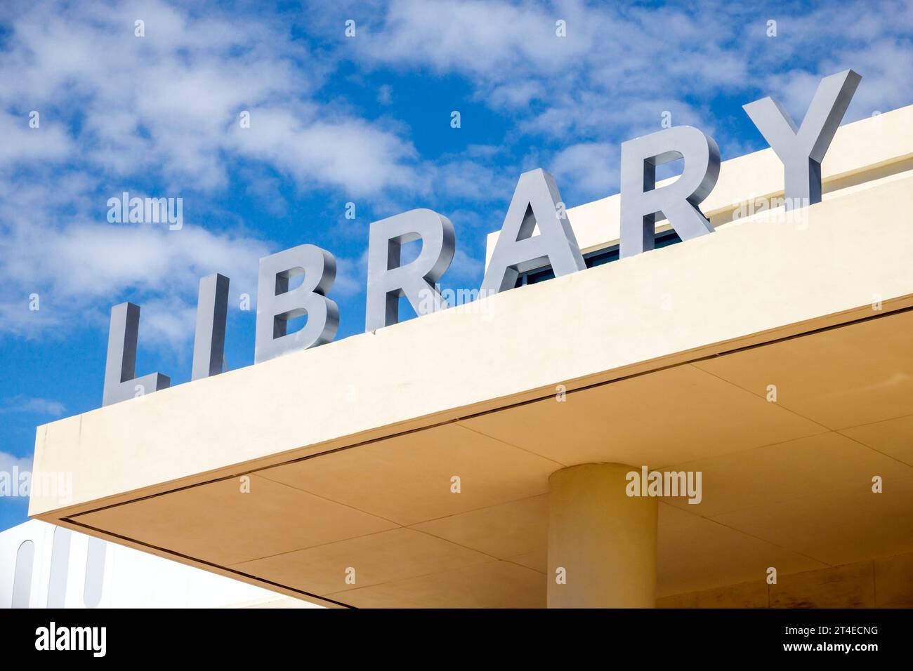 Miami Beach Florida,outside exterior,building front entrance,Main Library,generic sign Stock Photo