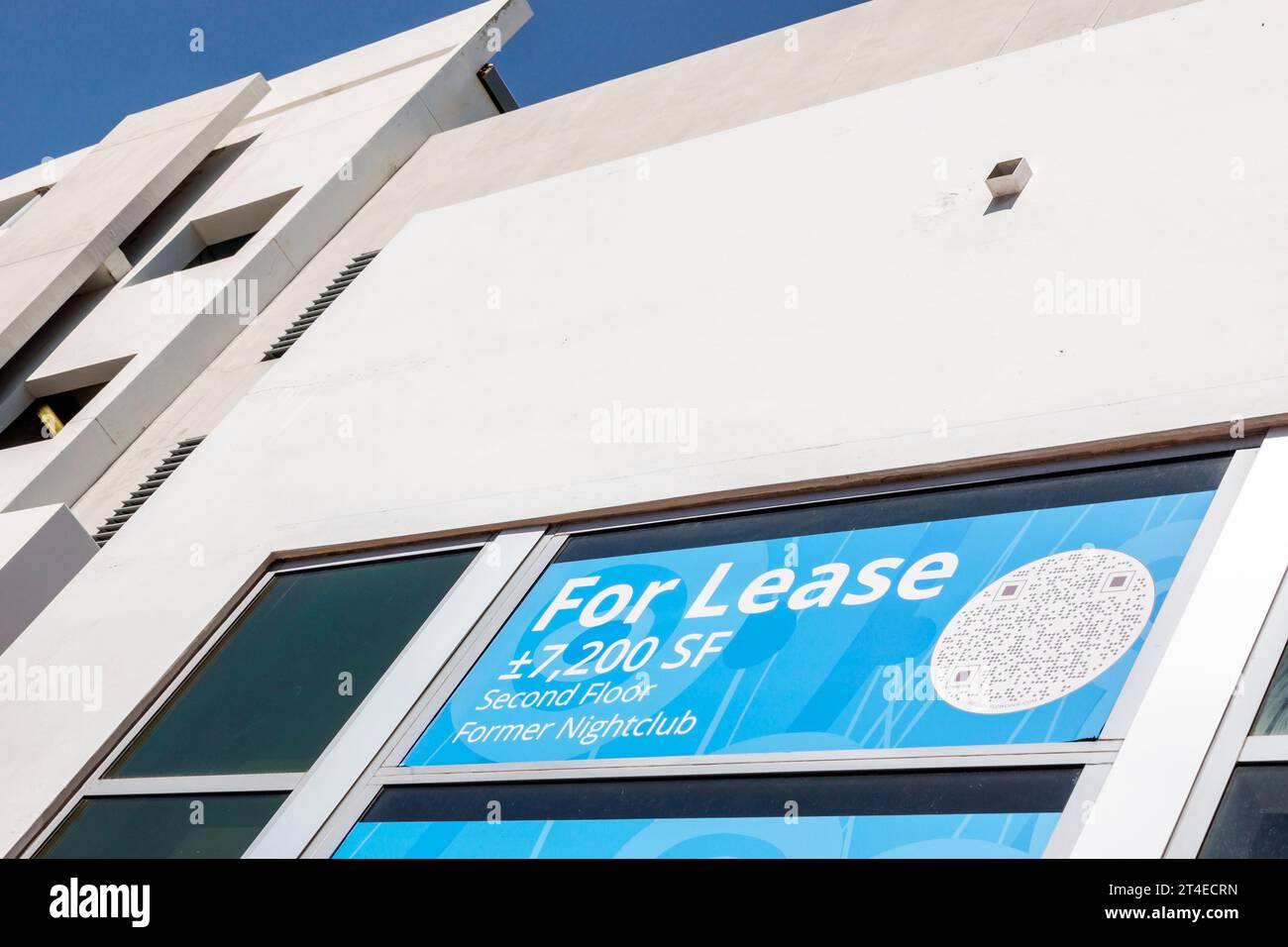 Miami Beach Florida,outside exterior,building front entrance,former nightclub commercial real estate space for lease sign Stock Photo