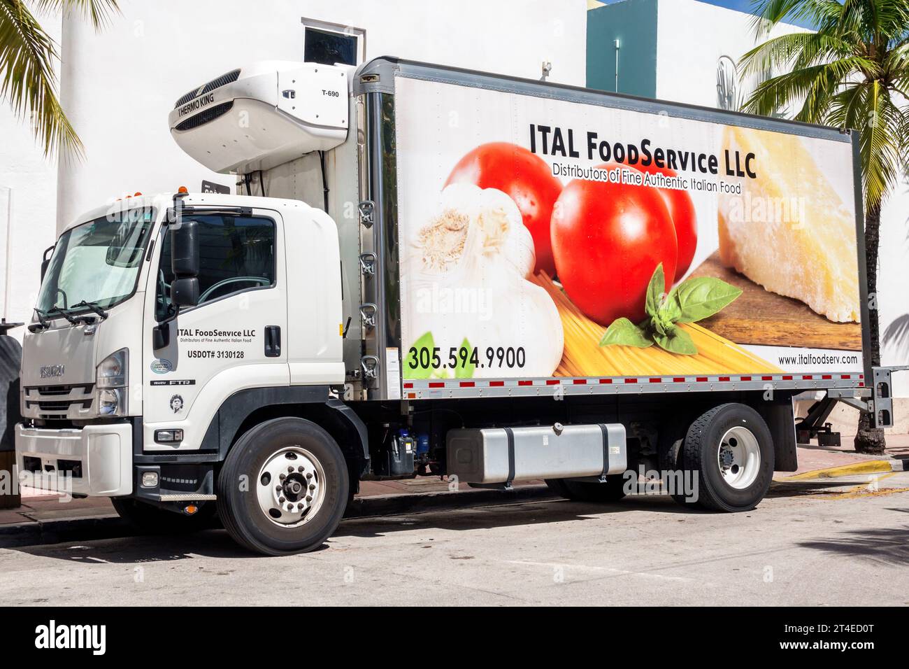 Miami Beach Florida,outside exterior,truck lorry food delivery service distributor,advertising livery,business Stock Photo