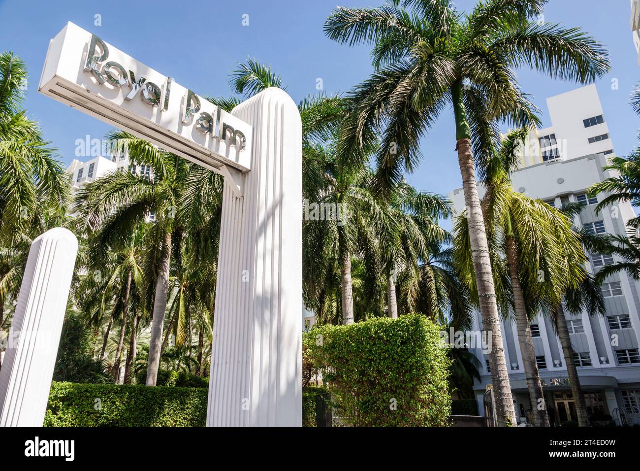 Miami Beach Florida,outside exterior,building front entrance hotel,Collins Avenue,Tribute Portfolio Resort Royal Palm South Beach Miami sign,hotels mo Stock Photo